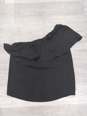 Finn & Grace New Women's Of The  Shoulder Ruffle Top Black Blouse XS